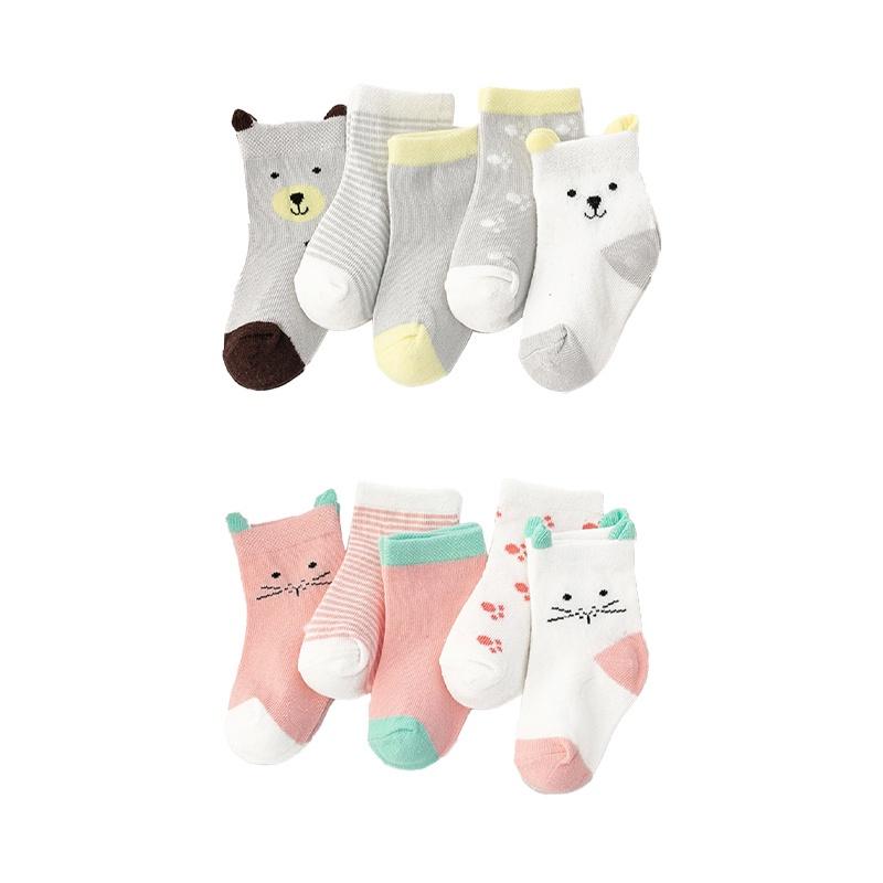 Set 5 đôi tất cotton mềm cho bé sơ sinh 0-6 tuổi