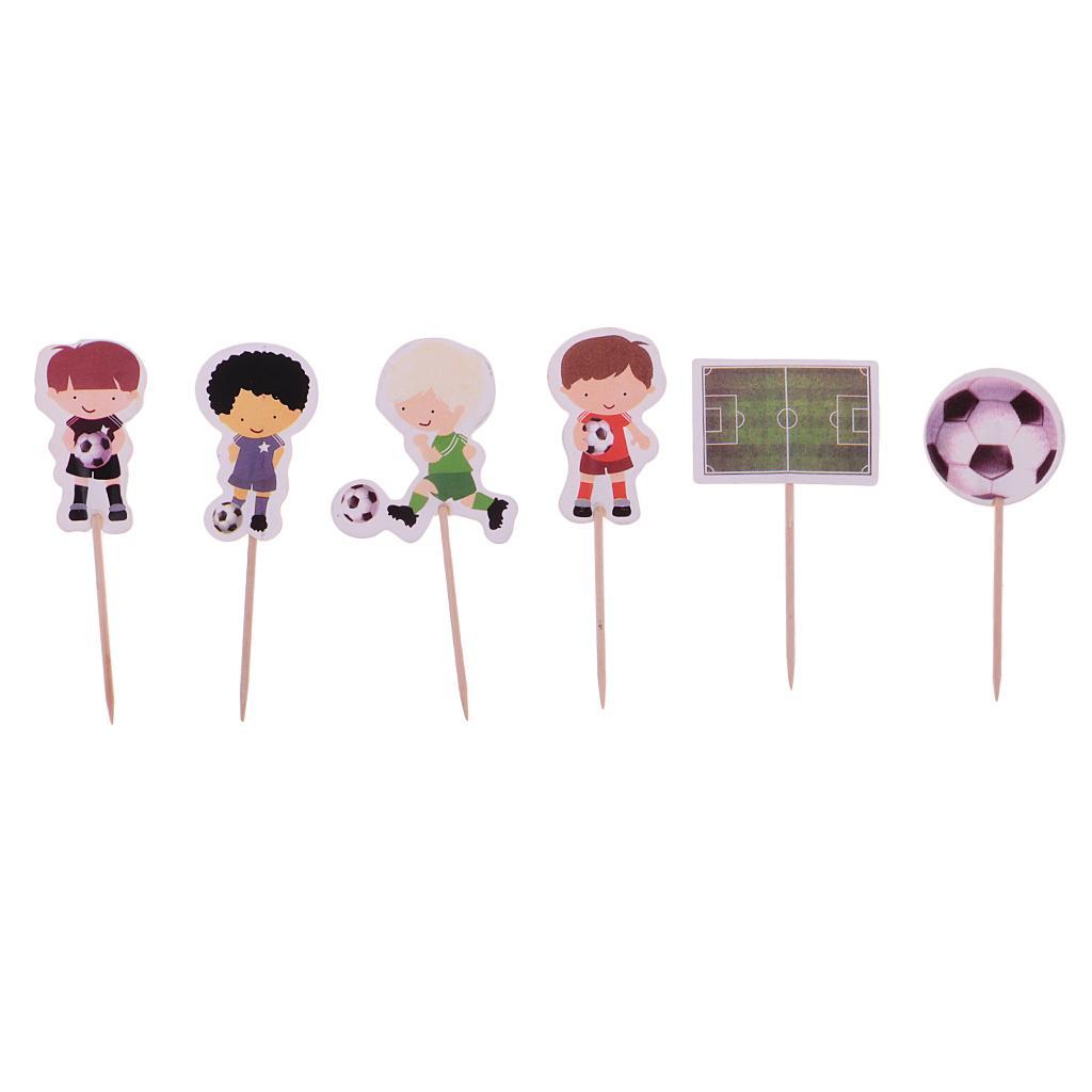 2x Set of 24 Football Cake Cupcake Decorative Cupcake Topper for Kids Birthday Party Themed Shower