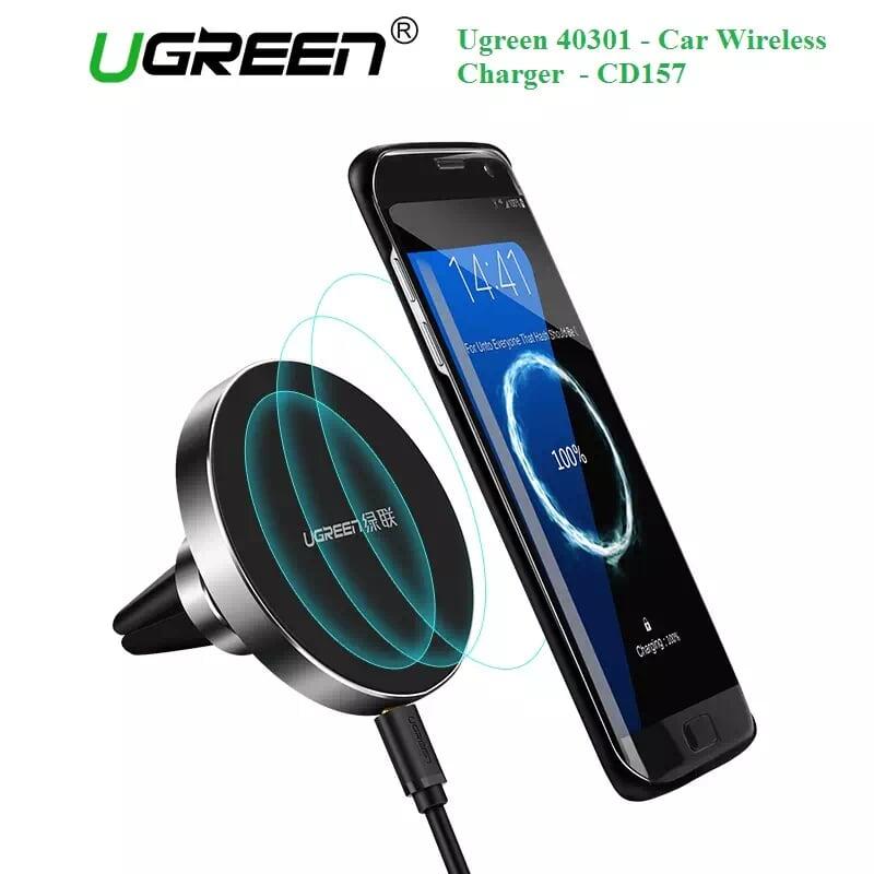 Ugreen UG40301CD157TK Màu Đen Sạc điện thoại không dây xe hơi gắn qua khe thông gió - HÀNG CHÍNH HÃNG