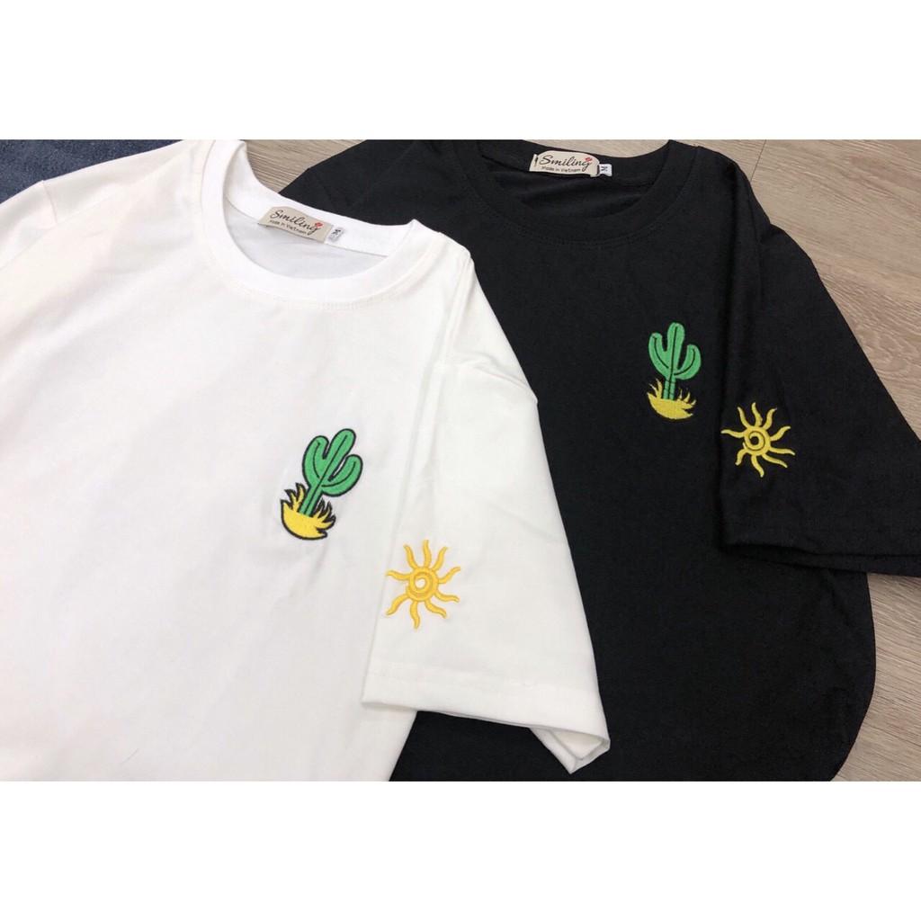 Áo Thun Nữ Tay Lỡ Logo Xương Rồng