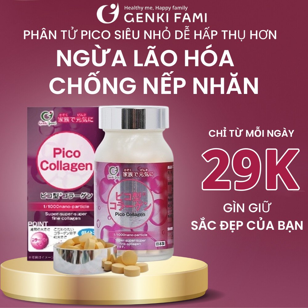 Collagen Viên Nhật Bản, Hỗ Trợ Ngăn Ngừa Lão Hóa Da, Giúp Tóc Móng Chắc Khỏe, Hộp 180 Viên