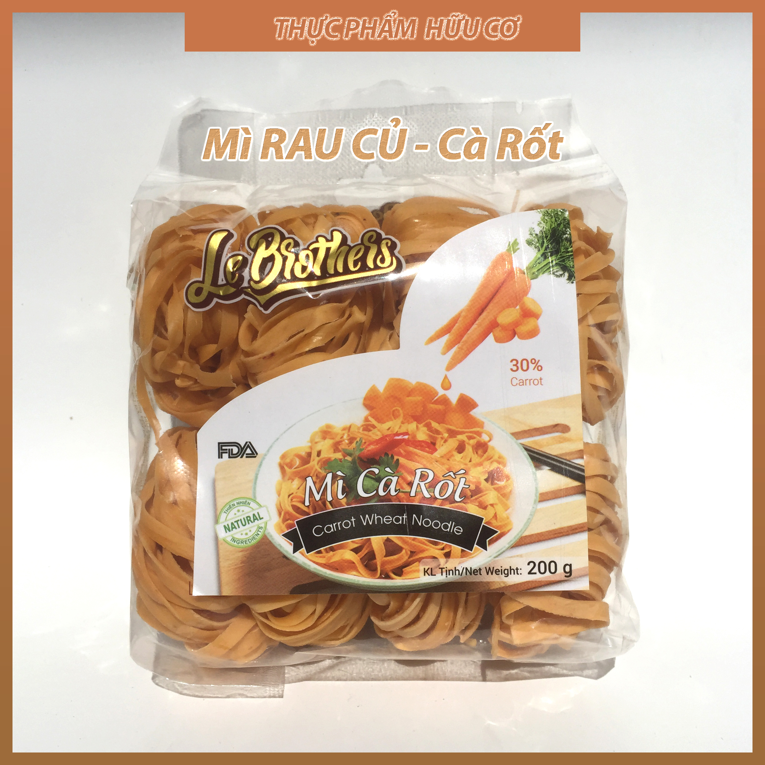 Mì Rau Củ Cà Rốt /Mỳ hữu cơ cho bé , mỳ rau củ organic/  Anpaso / Eat clean giảm cân, ăn chay, thực dưỡng, bổ sung vitamin, chất xơ 5 vị rau củ 200G