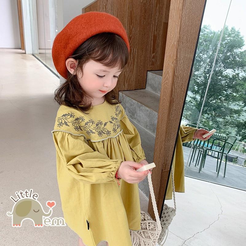 Váy bé gái Cotton _ Cổ viền thêu