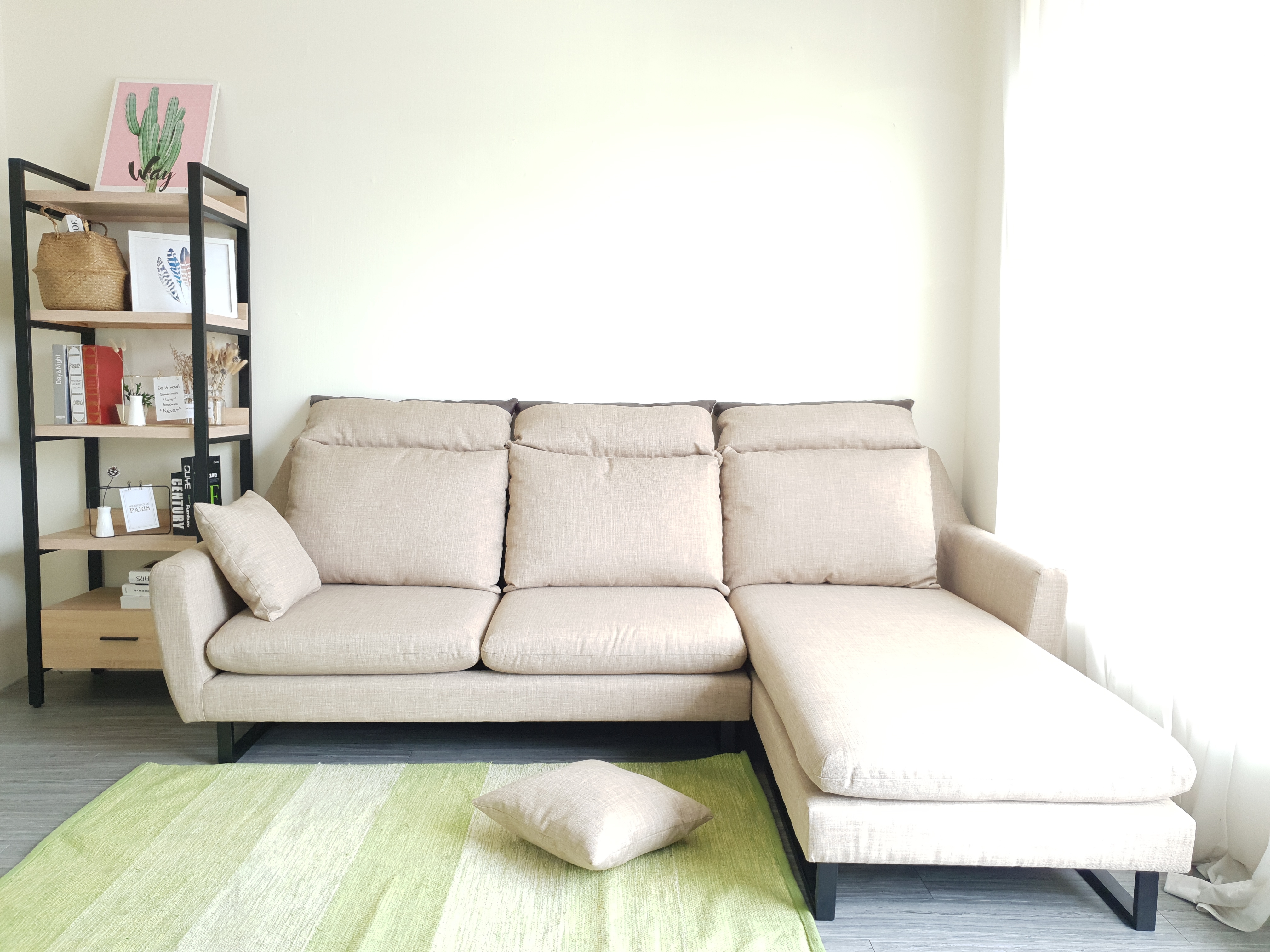 Sofa bed góc L Juno sofa màu xám, kem