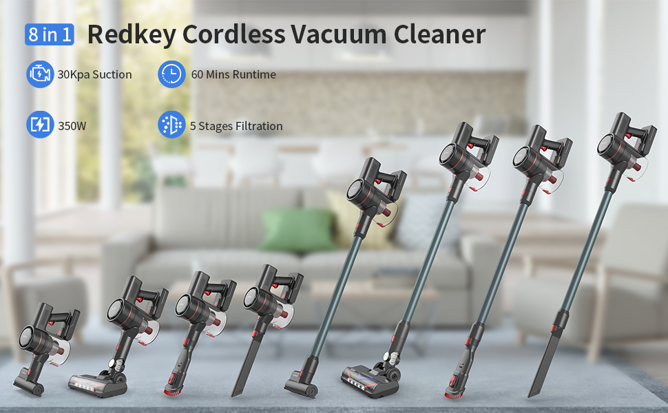 Máy Hút Bụi Không Dây Cầm Tay XIAOMI REDKEY P9 Công Nghệ Giảm Ồn 5 Cấp Thời Gian PIN 60 Phút Diện Tích Sử Dụng 150m2 Lực Hút 30.000 Pa Công Suất 350 W - Hàng Chính Hãng