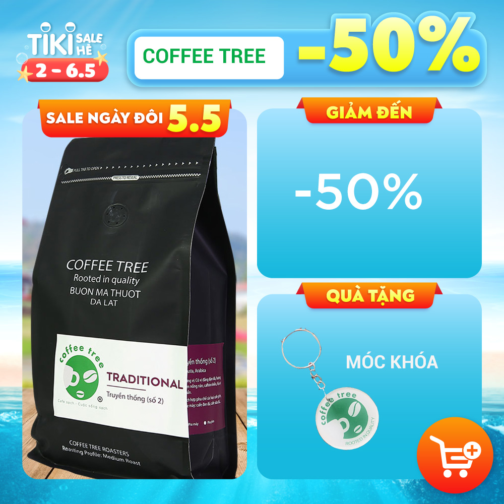 Cà phê bột 100% nguyên chất truyền thống số 2 (500gr) Coffee Tree gu vừa vị chuẩn truyền thống