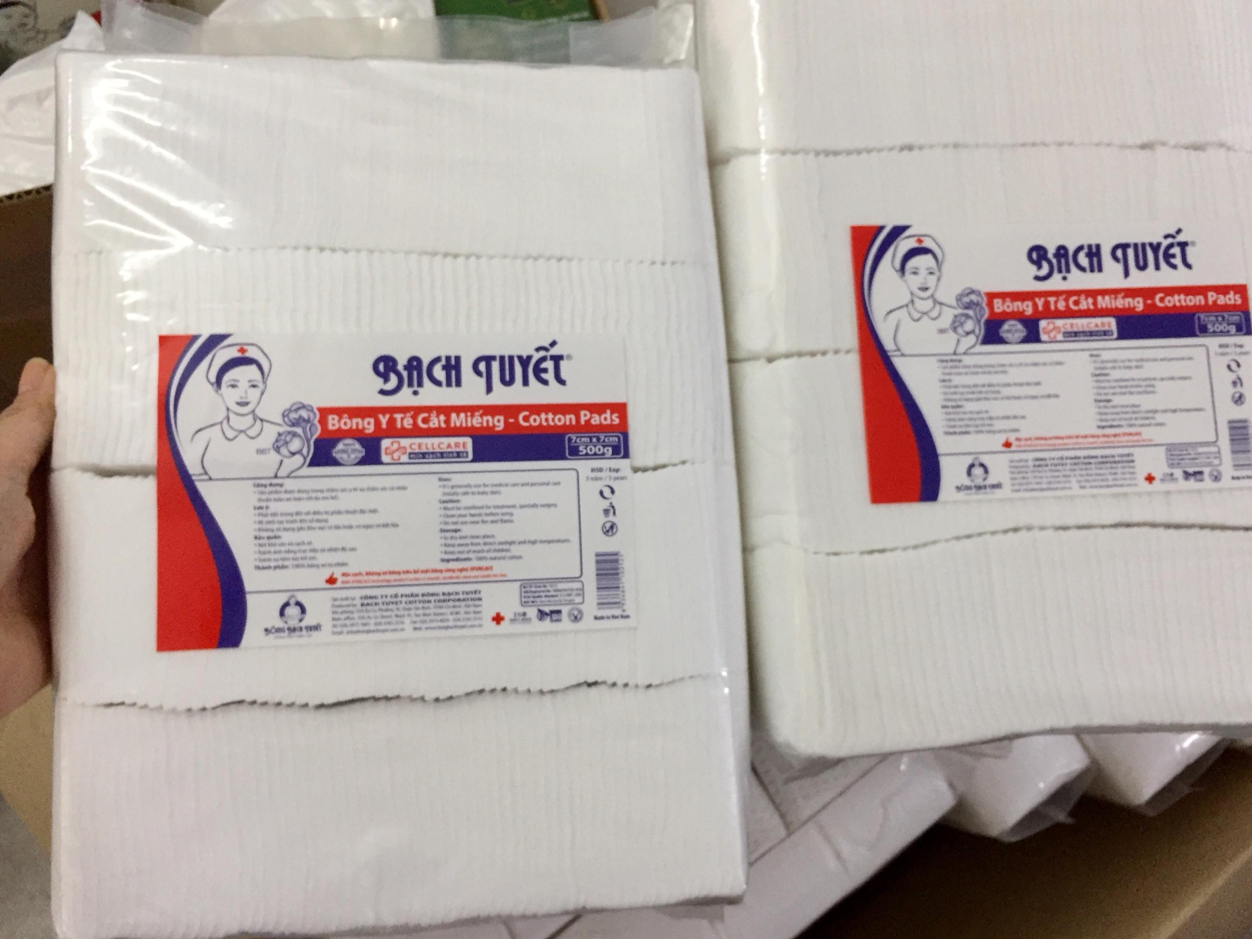 Bông Bạch Tuyết - Bông Y Tế Cắt Miếng 1kg (10 x 10 cm) Tặng 2 cây nặn mụn