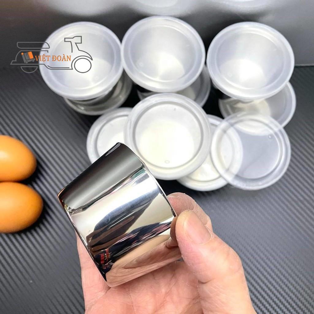 Khuôn Bánh FLAN, BÁNH CUPCAKE, RAU CÂU, PUDDING Inox cao cấp, sáng bóng KHÔNG RỈ - Combo 10 khuôn 7x4 cm (Kèm nắp)