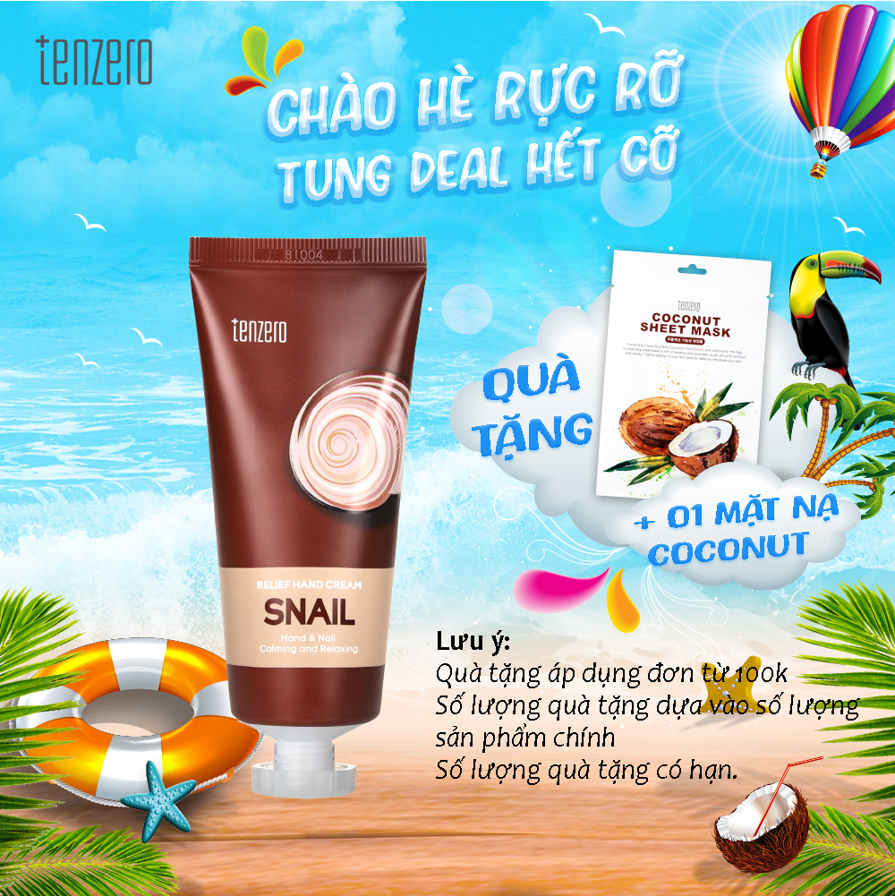 Kem Dưỡng Da Tay Sáng Da, Chống Lão Hóa Ốc Sên Tenzero Relief Hand Cream Snail 100ml