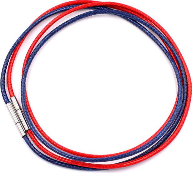 Combo 2 dây vòng cổ cao su xanh dương, đỏ móc inox DCSXDO1 - Dây dù bọc cao su