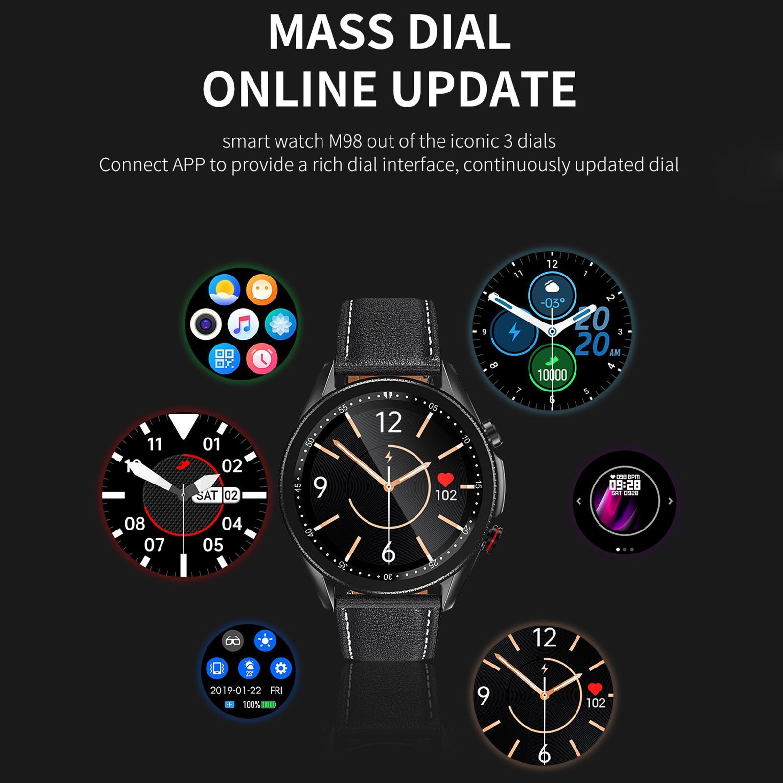 M98 Fashion Sports Men Smart Watch Waterproof Bluetooth Black 01