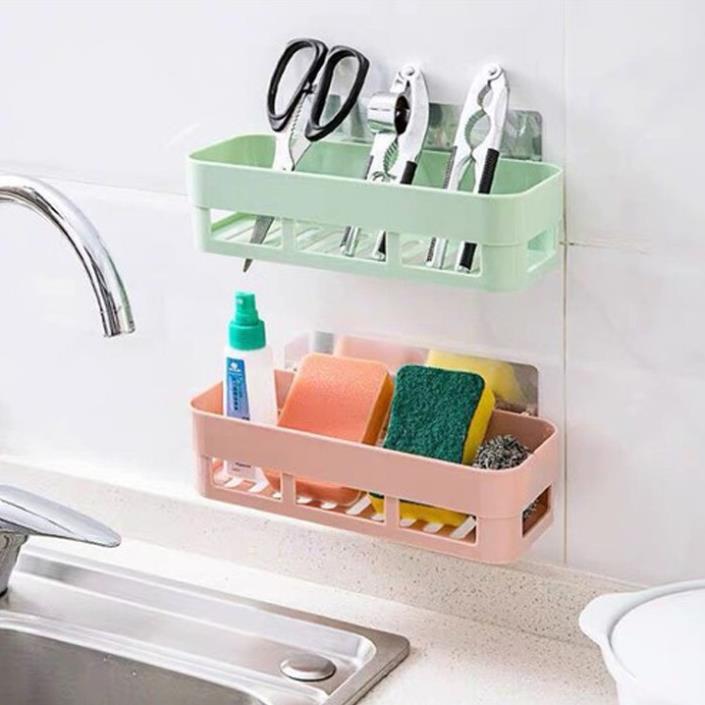 Kệ Nhựa Để Đồ Hình Chữ Nhật Dán Tường Nhà Tắm, Nhà Bếp Tiện Lợi