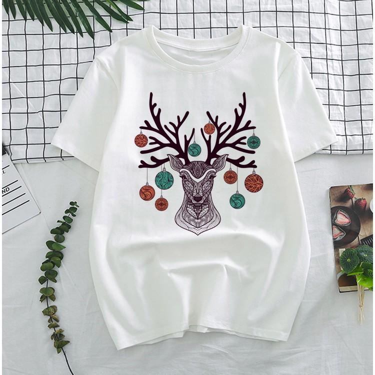 Áo thun nam nữ in hình giáng sinh cổ tròn form rộng vải mềm mại - Quà tặng Noel