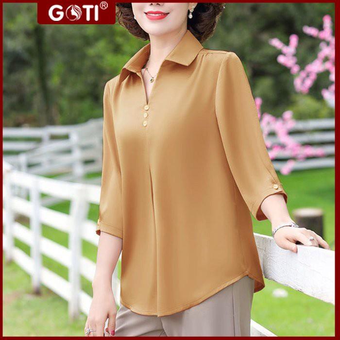 ÁO TRUNG NIÊN NỮ - ÁO SƠ MI TRUNG NIÊN PHỐI NÚT TAY LỠ, NHIỀU MÀU - THỜI TRANG QUÝ BÀ NHIỀU SIZE