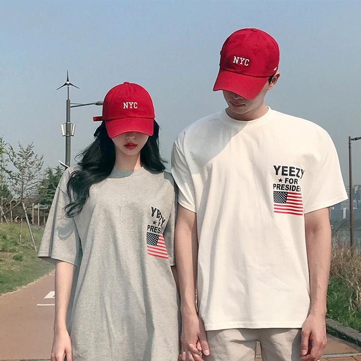 Áo Thun Đôi In Logo LÁ CỜ YEEZY FOR FRESIDENT