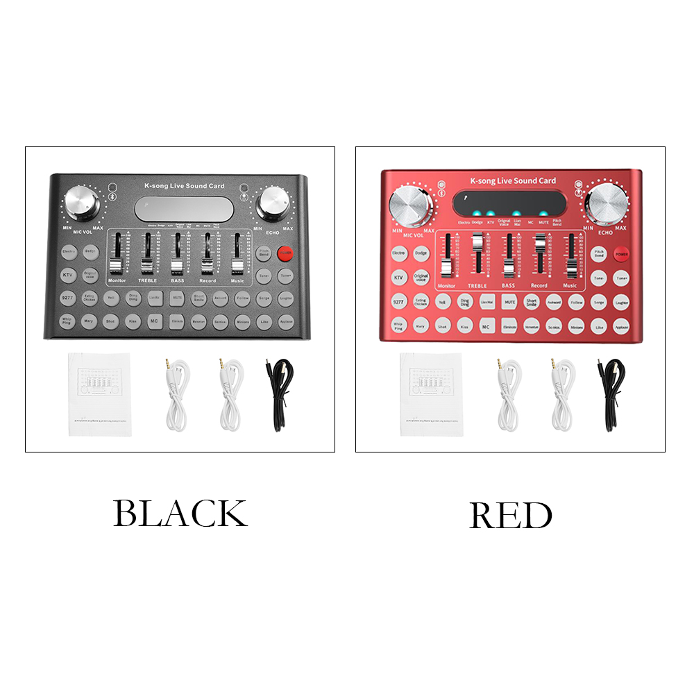 Bộ chỉnh âm kèm Micrô chuyên nghiệp ,Tai nghe USB K-song Live Sound Card F007 để kết nối điện thoại, giải trí tại nhà - Đỏ