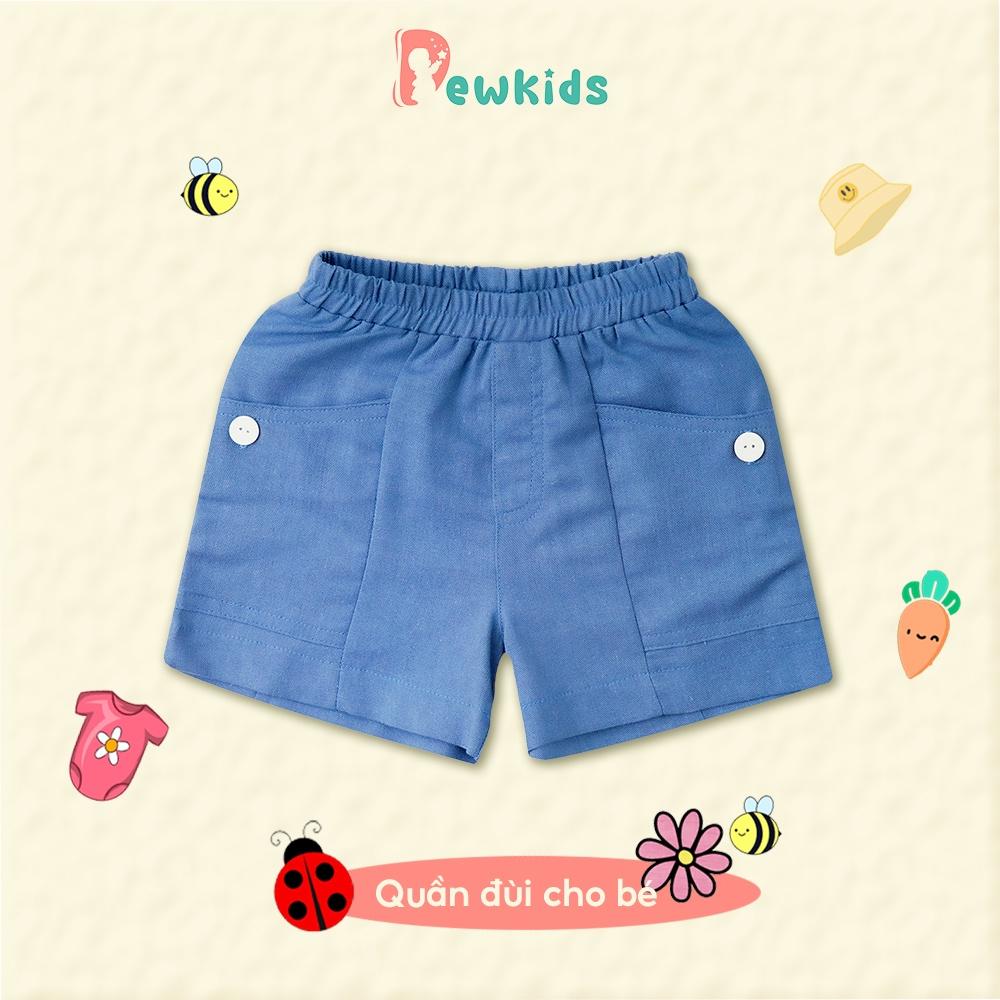 Quần đùi cho bé Dewkids chất liệu linen có túi sườn cho bé trai bé gái chất liệu linen mềm mát