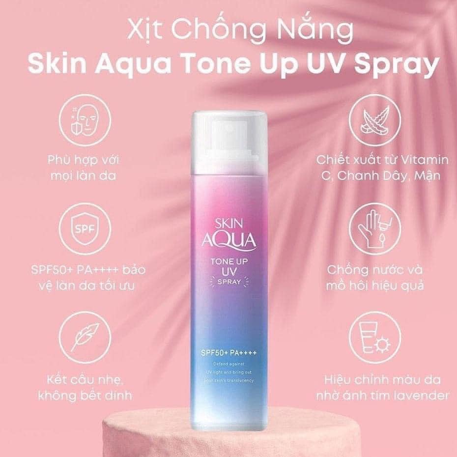 Xịt Chống Nắng Skin Aqua Tone Up UV SPF50+ PA++++ Lọ 70g Nâng Tone Chống Nắng Nội Địa Nhật Bản