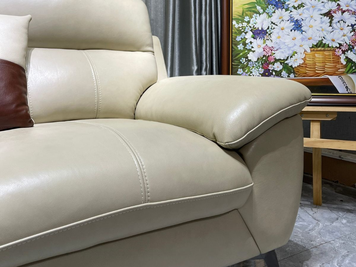 Sofa băng da bò Italy Juno sofa  – SFCTB01 dài 2m2 - hàng cao cấp chuẩn da bò nhập khẩu Ý