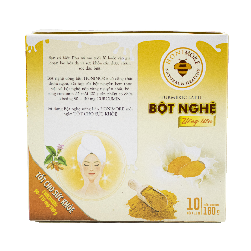 Bột nghệ uống liền 160g Honimore 3 trong 1 -  10 gói Thơm ngon, dễ uống