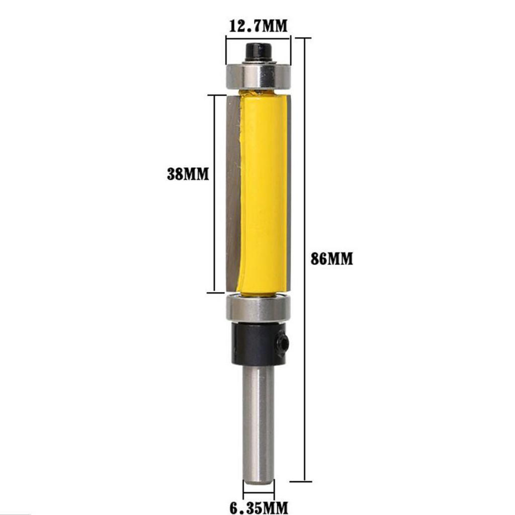 Pack of 2 Flush Trim Pattern Router Bit 1/4'' Shank Top Bottom Bearing