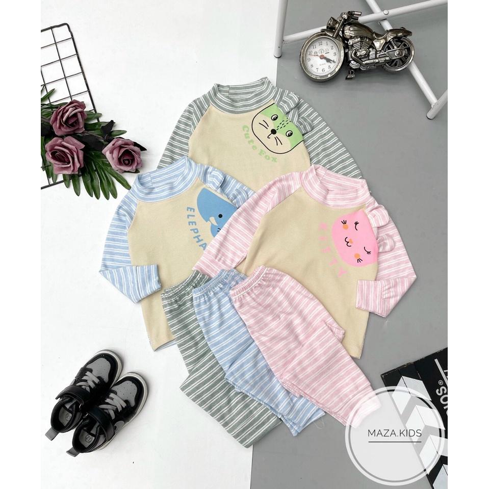 Bộ dài tay kẻ cotton len Maza Kids cho bé từ 4 đến 16kg