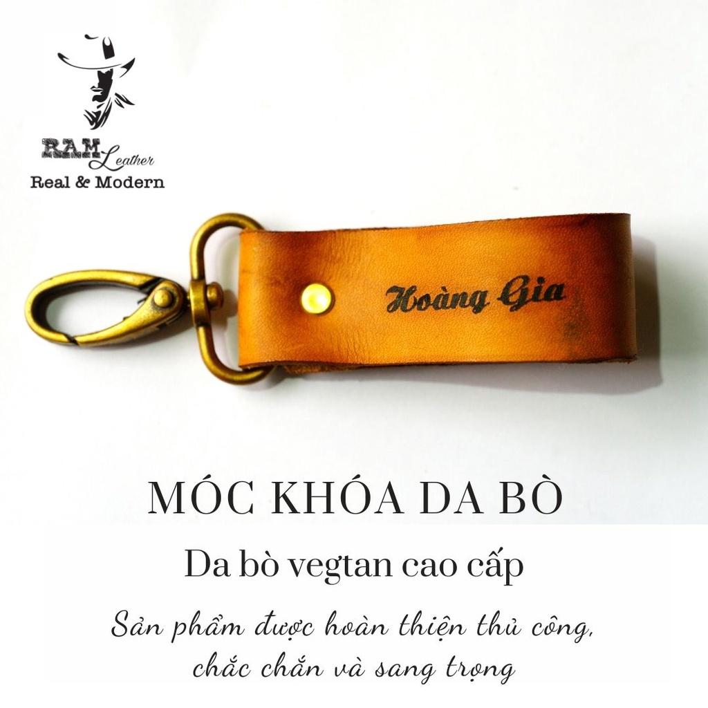 Móc khóa da bò vegtan khắc tên theo yêu cầu - RAM Leather