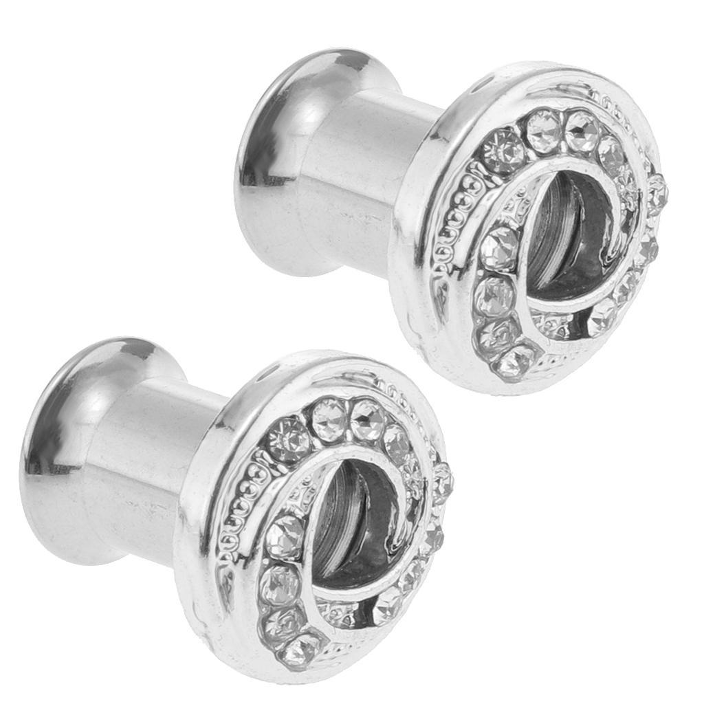 2PCS Stainless Piercing Round Ear Expanders Ear Piercing Tunnels Jewelry