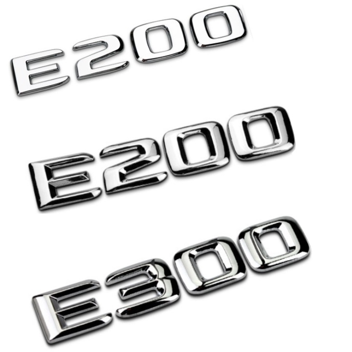 Decal tem chữ Inox 3D dán đuôi xe ô tô E200 và E300