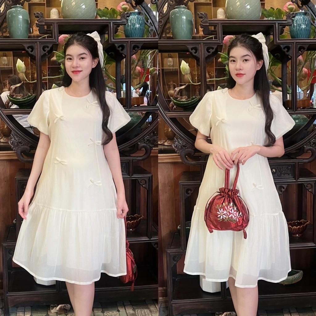Đầm bầu tơ phom đuôi cá đính nơ dễ thương, trẻ trung diện đi làm, đi chơi, đi tiệc Nữ Women Nữ Women - Đỏ