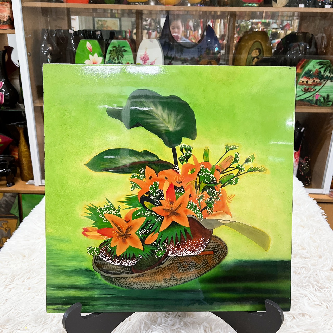 Tranh sơn mài tĩnh vật cao cấp Thanh Bình Lê 40x40 cm
