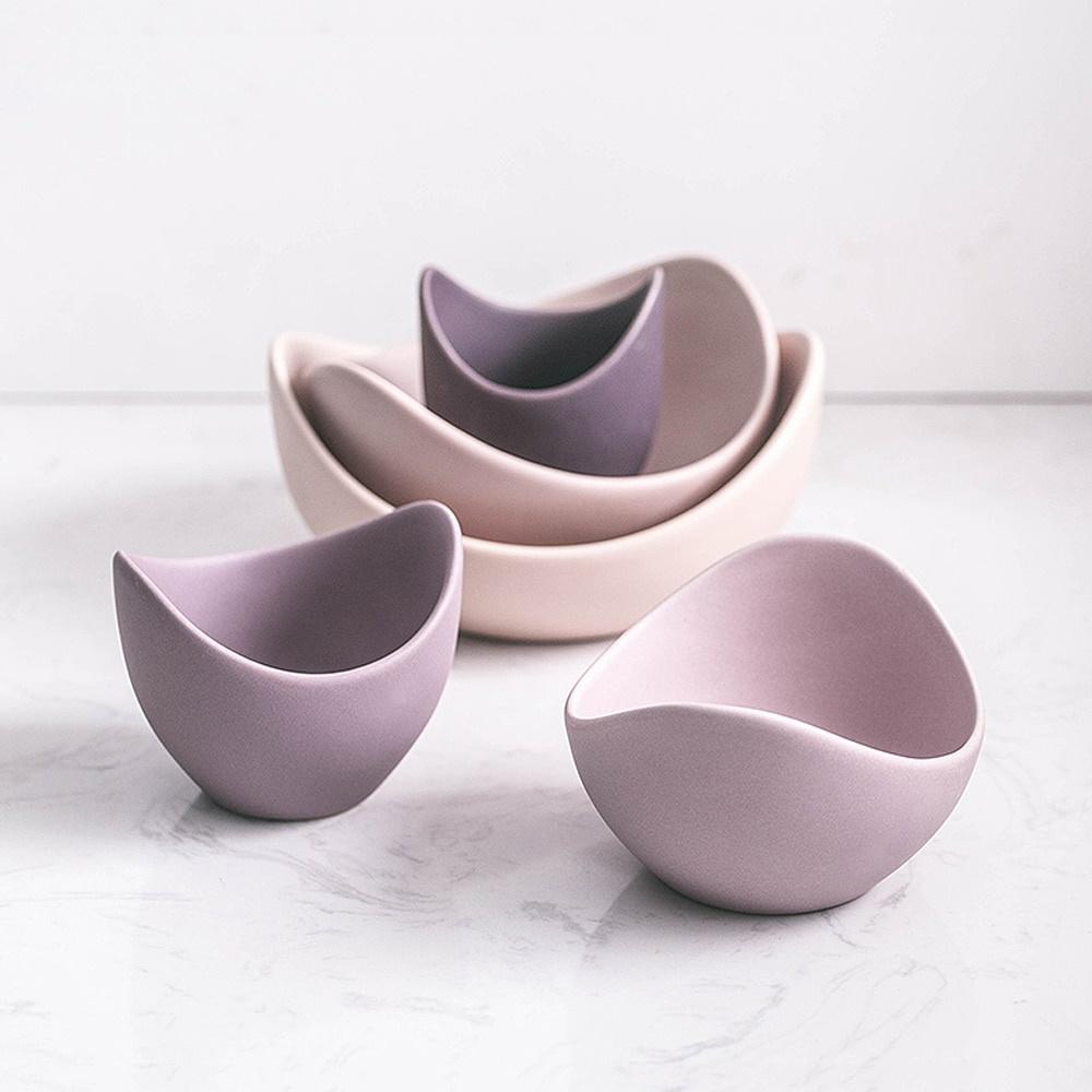Lotus Ceramic Bowl Dishes And Plates Sets Creative Fruit Plate Simple Zen Decor Storage Fruit 3/4/5pcs Set Ceramic Dinner Plates