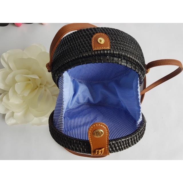 Túi Cói Mây Rattan Đen