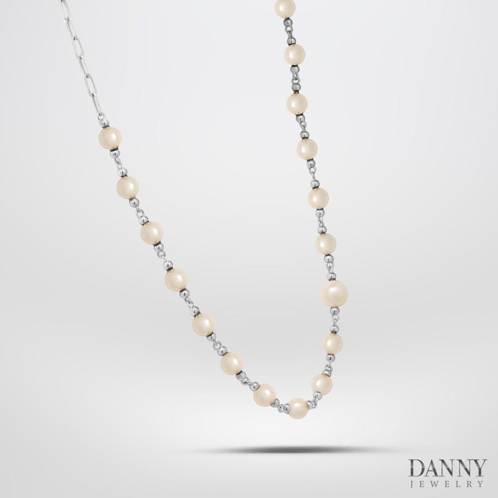 Dây Chuyền Danny Jewelry Bạc 925 Xi Rhodium Đan Xen Ngọc Ốc D6235100002