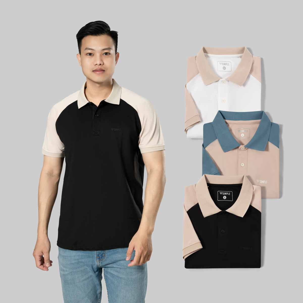 Hình ảnh Áo thun polo nam TSIMPLE có cổ ngắn tay vải cotton cá sấu cao cấp form rộng big size A02007