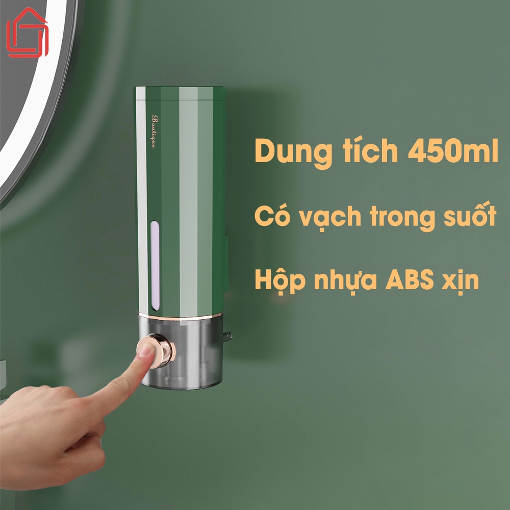 Hộp Đựng Sữa Tắm, Dầu Gội, Nước Rửa Tay... Dung Tích 450ml, Chất Liệu ABS Cao Cấp, Gắn Treo Tường Bằng Miếng Dán Siêu Dính - Bền, Đẹp, Sang Trọng