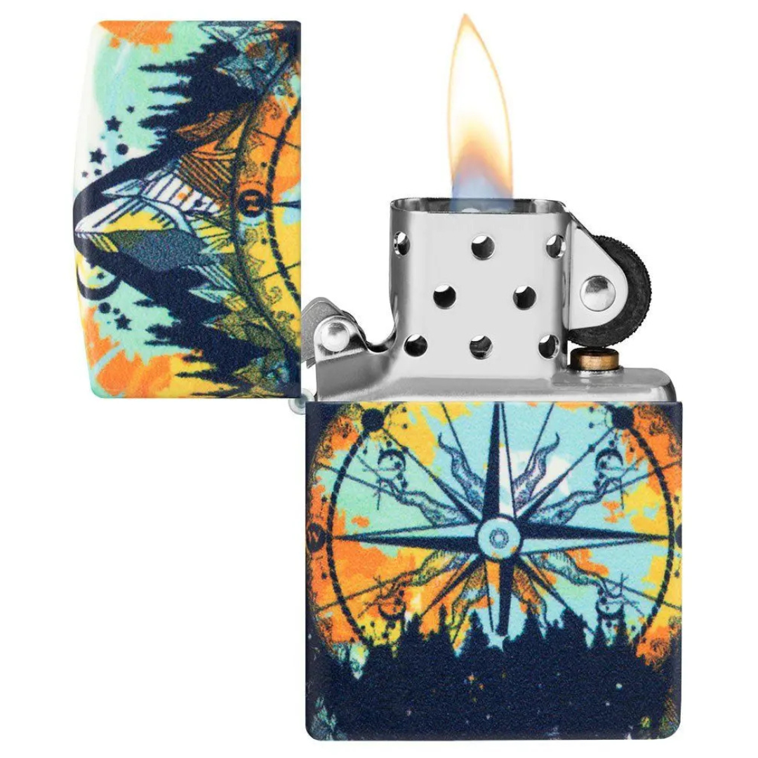 Bật Lửa Zippo Compass Design Glow in the Dark - Zippo Chính Hãng Sơn 540 Màu Phát Sáng Trong Bóng Tối - Hình La Bàn Phiêu Lưu