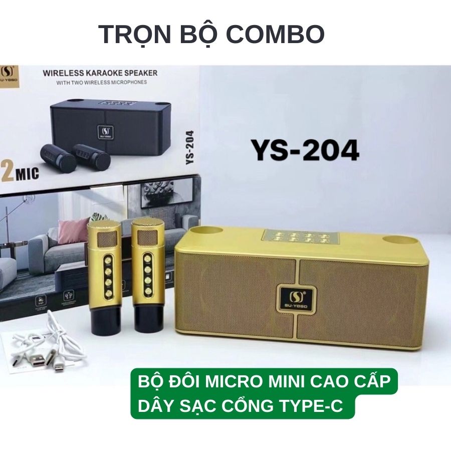 Loa Bluetooth Karaoke Su-Yosd YS204 ( YS-204 ) - Loa xách tay chất liệu nhựa ABS cao cấp, kèm micro thay đổi tone giọng thú vị - Hàng nhập khẩu