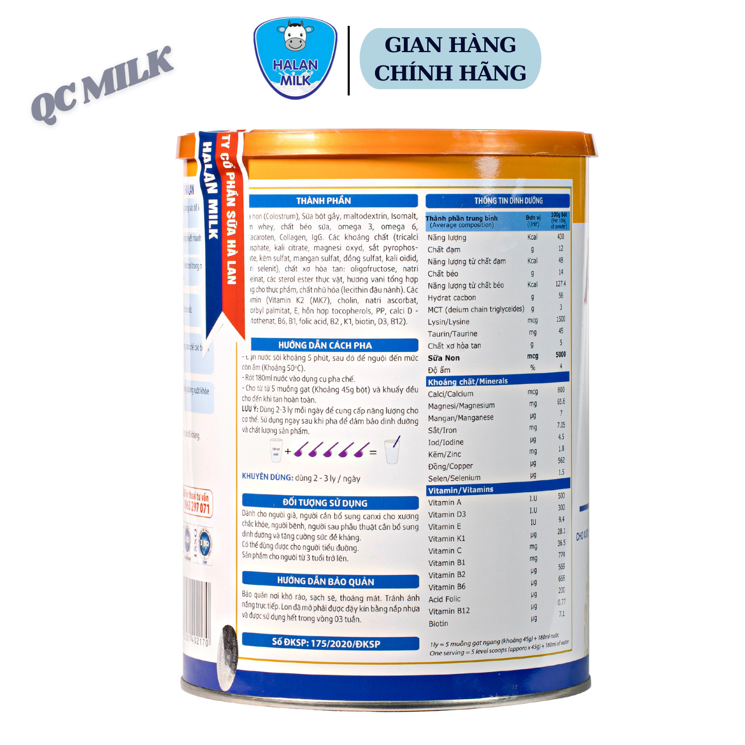 Sữa bột Anphalipid sữa non 400g-900g halan milk - Bổ sung dinh dưỡng,canxi, sức đề kháng, Halanmilk