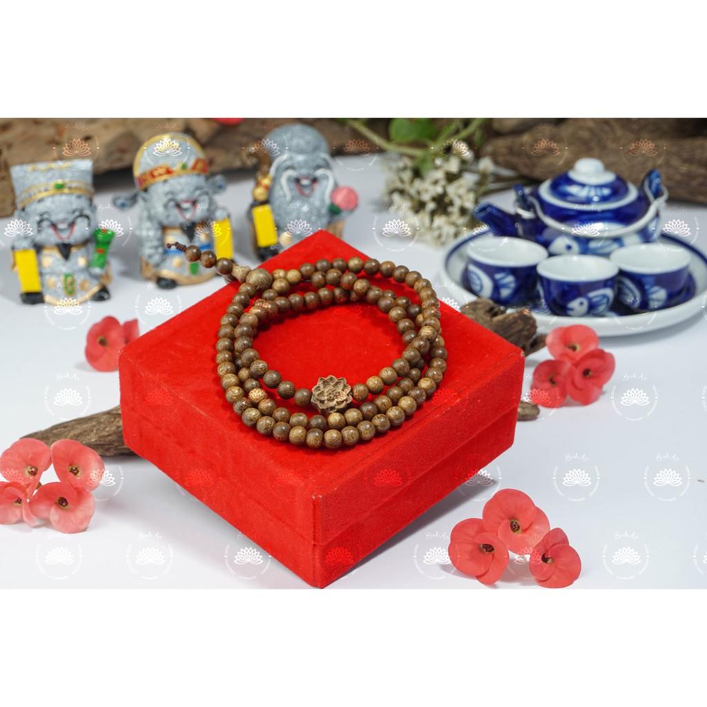 Vòng Tay 108 Hạt Trầm Hương 6ly,7ly, 8ly. Mix Hoa Sen - Chuỗi Tràng Hạt, 6ly,7ly, 8ly