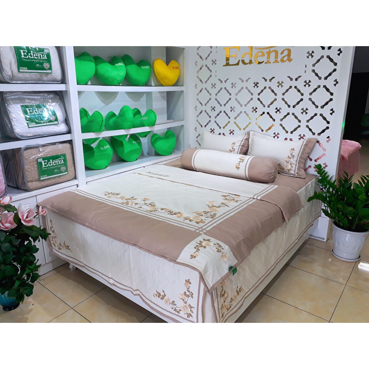 Bộ chăn ra phủ 160x200 Edena cotton solid ED363 (5 món)