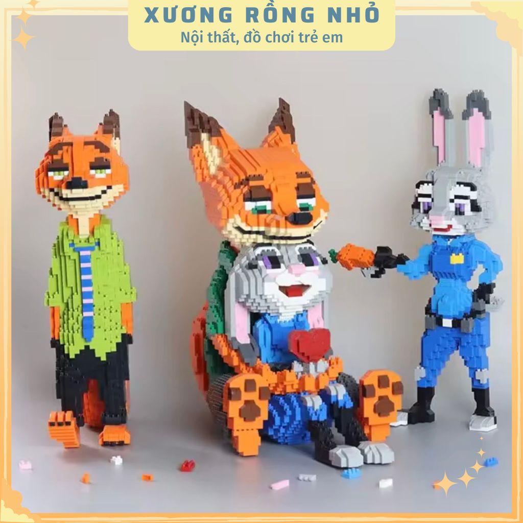 Xếp hình lego cáo nick và thỏ zootopia judy cỡ lớn size to 42cm đồ chơi xếp hình nano 3d cho bé chuẩn mẫu có sẵn