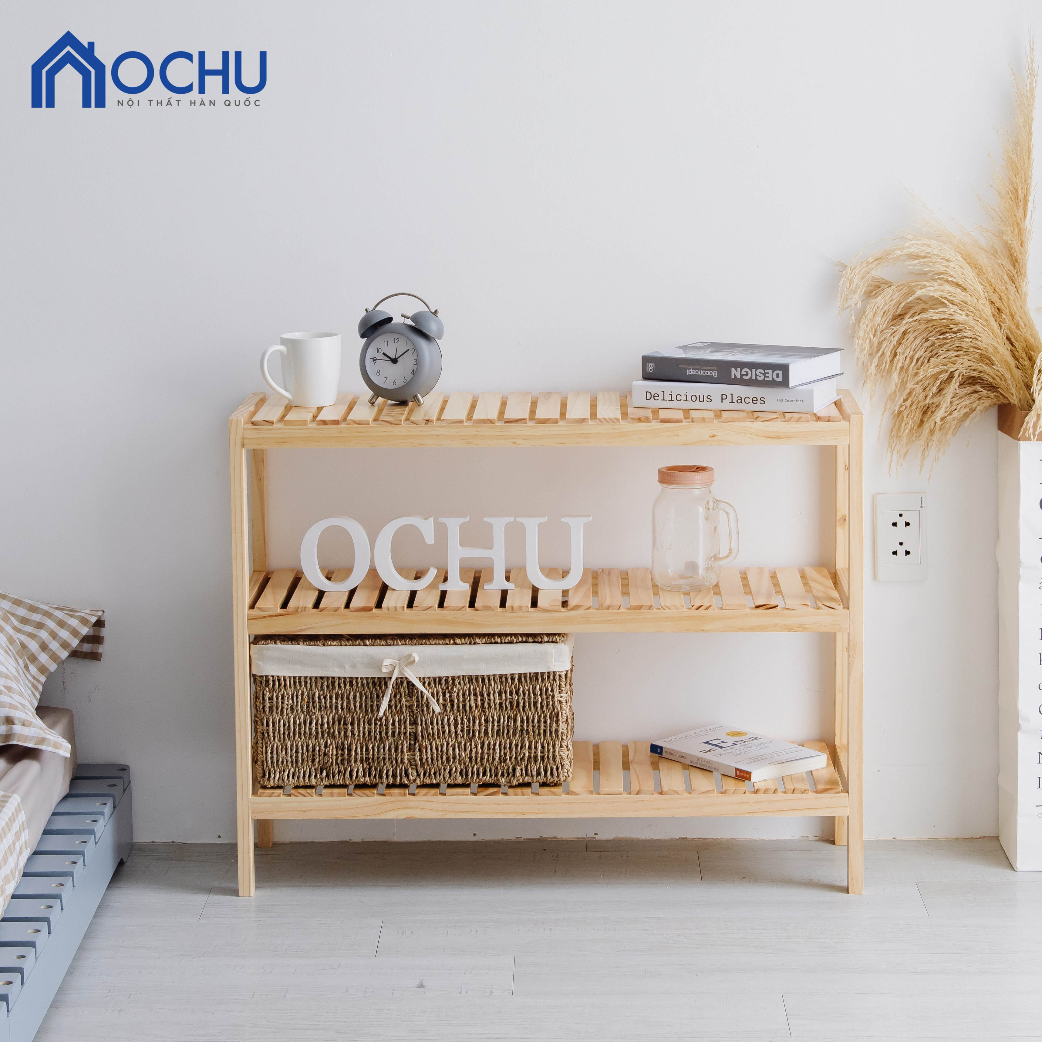 Kệ Đa Năng 3 Tầng Khung Gỗ Thông OCHU - Bench 3F - Natural