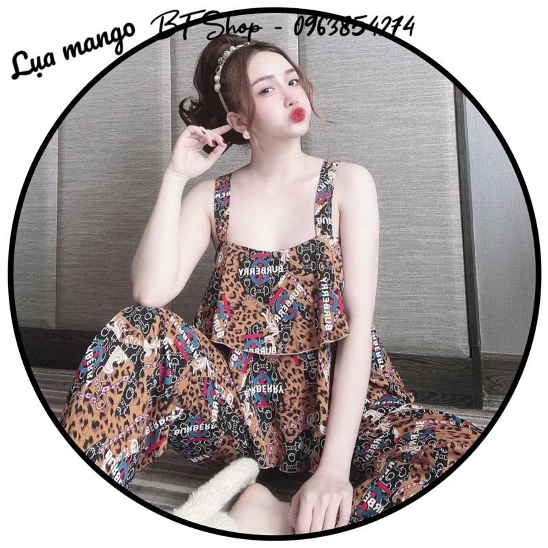Đồ ngủ mặc nhà lụa mango quầi dài hoạ tiết freesize 42-57kg