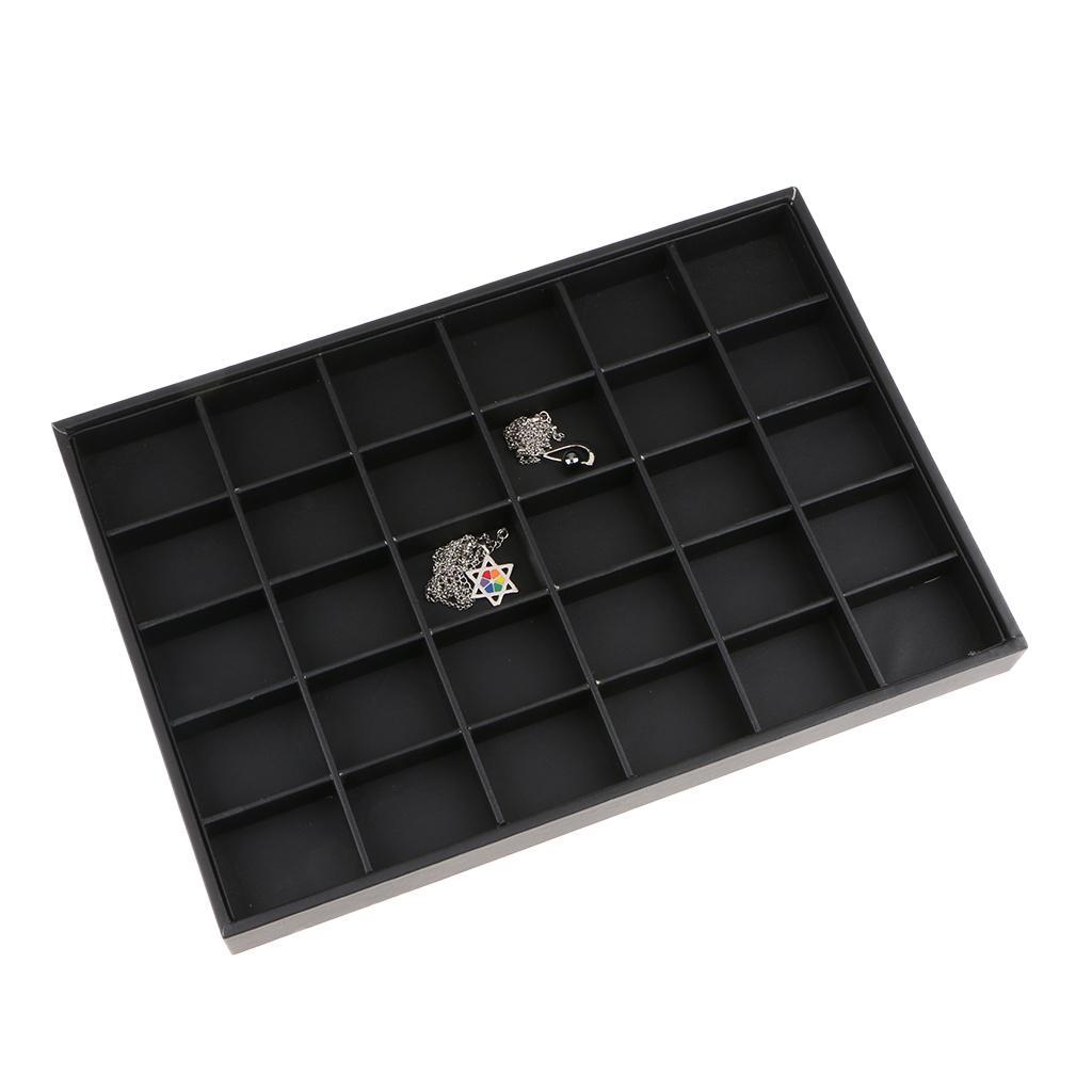 2pcs PU Leather Stackable Jewelry Tray Showcase Display Organizer 30 Slots