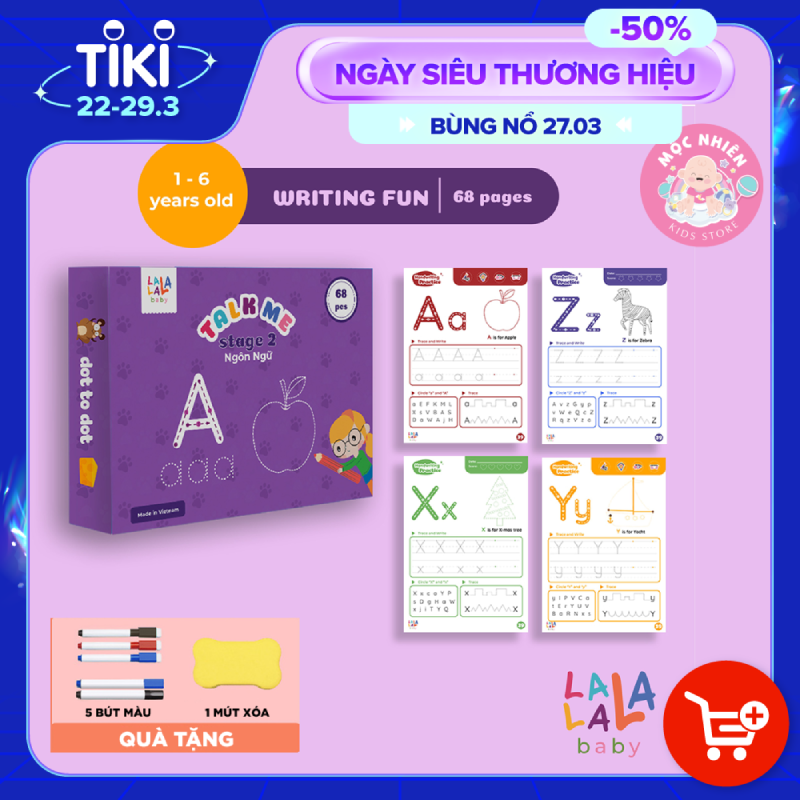 Đồ chơi Giáo dục sớm Thẻ Flashcard thông minh cho bé xóa được, học liệu giáo dục sớm thương hiệu Lalala Baby