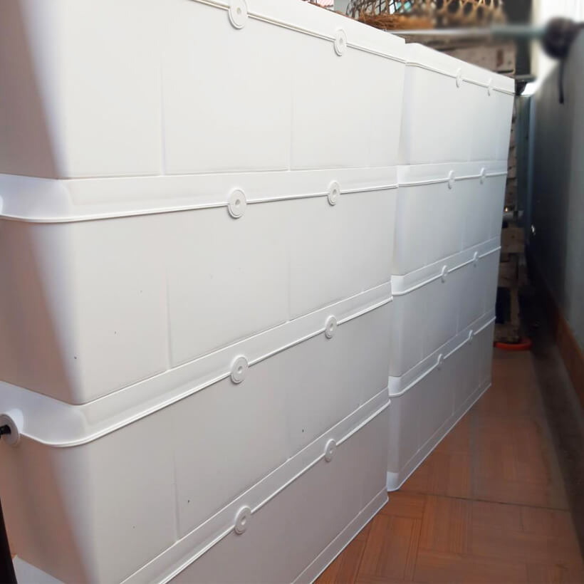 Khung Module Rau Ban Công dạng Đứng VerticalMinigarden nhập khẩu Bồ Đào Nha với 8 chậu kèm 2 Tray hứng nước và bộ dây tưới nhỏ giọt lắp sẵn