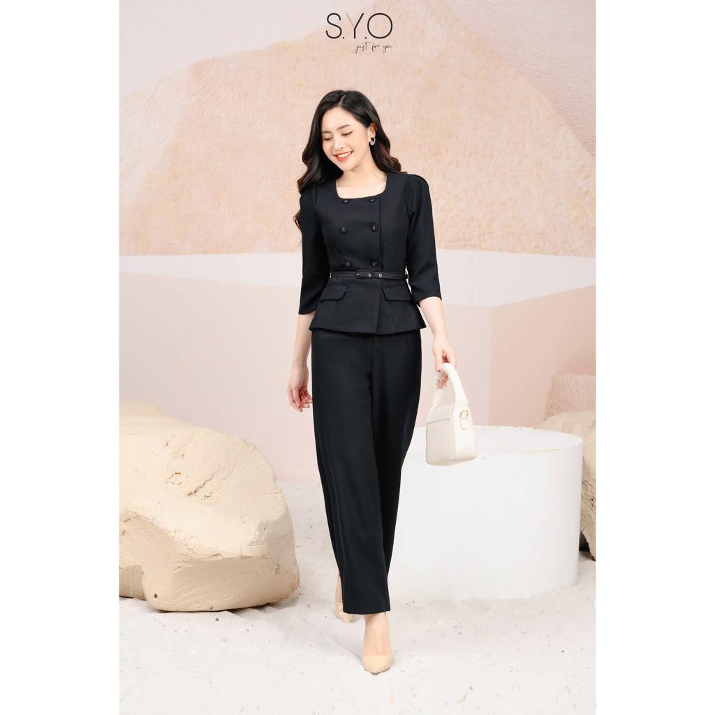 Áo ký giả tay bồng hai hàng khuy có đai rời SYO B3003