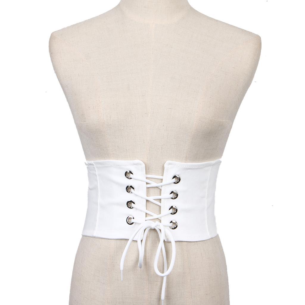 Womens Elastic Wide Waist Belt Stretch Waspie Corset Waist Band Black