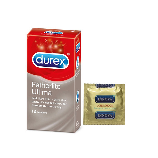 Bao cao su Durex Fetherlite Ultima 12 bao / hộp + Tặng 1 Bao cao su INNOVA Siêu gai